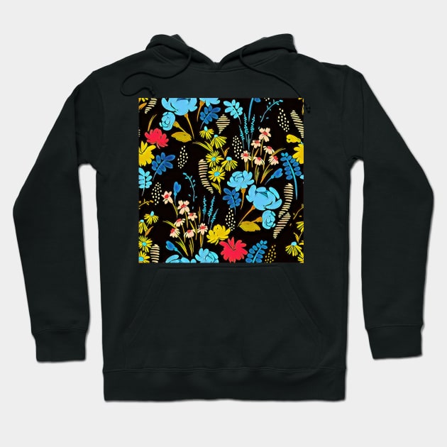 Hibiscus Bright Yellow Floral Seamless Pattern Hoodie by styleandlife